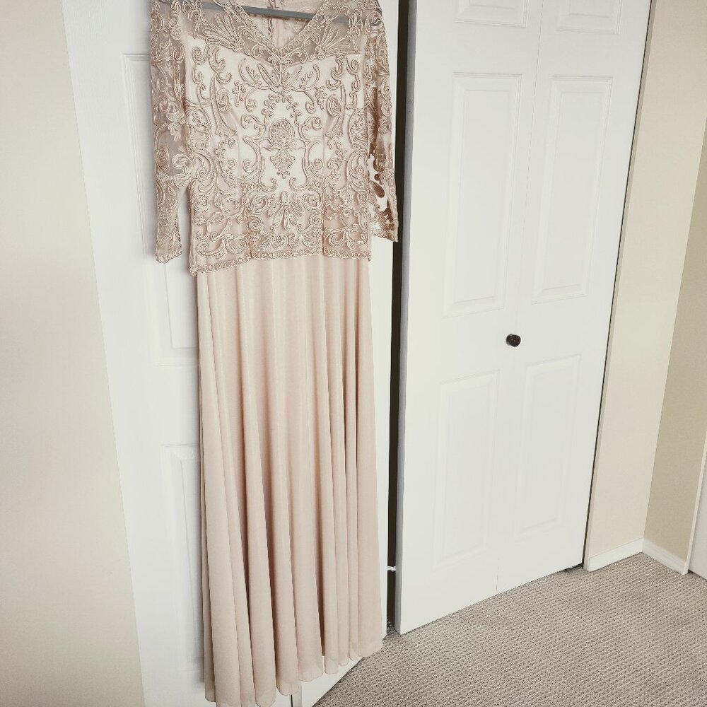 Evening Gown - Embroidered Lace Champagne Soulmates 1901 - New - Never Worn